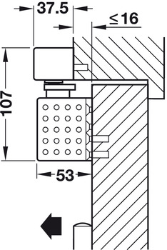 Obentürschließer, Dorma TS 93B GSR-EMR 1G, im Contur Design, mit Gleitschienen, elektromechanischer Feststellung und integrierter Rauchmeldezentrale, für 2-flügelige Türen, EN 2-5