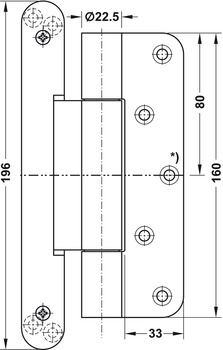 Objekttürband, Simonswerk VN 2927/160 Compact, für ungefälzte Objekttüren mit schmalen Blockzargen bis 200 kg