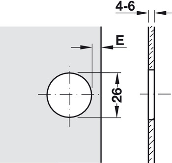 Topfscharnier, Häfele Metalla Mini A 95°, für Glastür-Stollenanwendungen