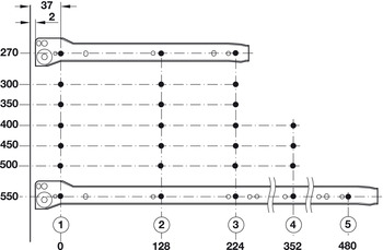 Zargenführungssystem einwandig, Häfele Matrix Box Single A25, Teilauszug, Höhe 54 mm, weiß, RAL 9010