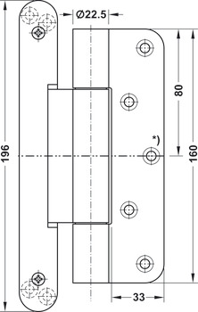 Objekttürband, Simonswerk VN 2927/160 Compact, für ungefälzte Objekttüren mit schmalen Blockzargen bis 200 kg