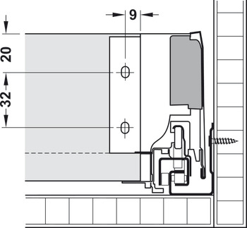 Schubkasten-Garnitur, Blum Tandembox antaro, mit Korpusschiene Blumotion, Systemhöhe M, Zargenhöhe 83 mm