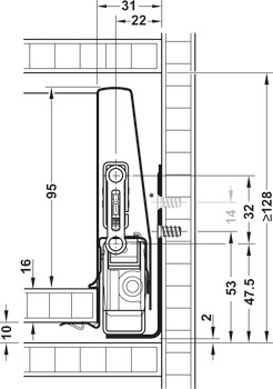 Schubkasten-Garnitur, Häfele Matrix Box P35, Zargenhöhe 115 mm, Tragkraft 35 kg