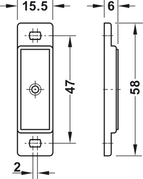 Magnetverschluss, Haftkraft 4,0–5,0 kg, zum Schrauben, eckig