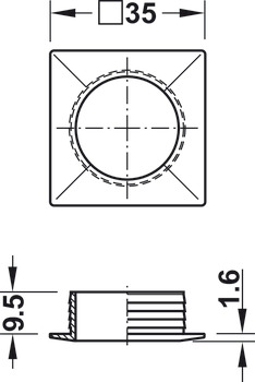 Rosette quadratisch, für 19 mm Türdicke