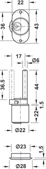 Zentral-Drehverschluss, mit Stiftzylinder, Hub 17 mm, Normalprofil