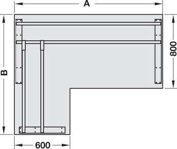Komplettset Idea C, 90° Eck, Tiefe 600/800 mm, Tischgestellsystem
