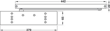 Obentürschließer, Dormakaba TS 92 G im Contur Design, mit Gleitschiene und Rastfeststelleinheit, EN 2–4