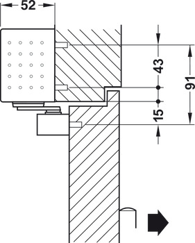 Obentürschließer, Dormakaba TS 99 FL im Contur Design, mit Gleitschiene und Freilauffunktion, EN 2–5