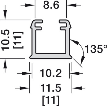Einbauprofil, Häfele Loox5 Profil 1101 für LED-Bänder 8 mm