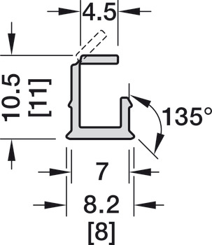 Einbauprofil, Häfele Loox5, Profil 1102, für LED-Bänder, Polycarbonat