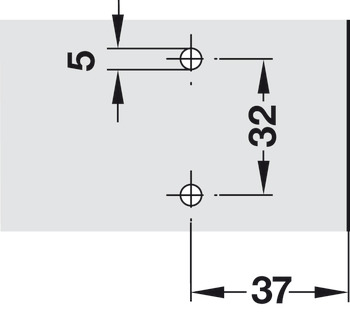 Kreuzmontageplatte, Häfele Duomatic A, Zinkdruckguss, Euroschrauben vormontiert, für Seitenwanddicke 19 mm