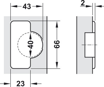 Topfscharnier, Häfele Duomatic 94°, für Holztüren bis 40 mm, Eckanschlag