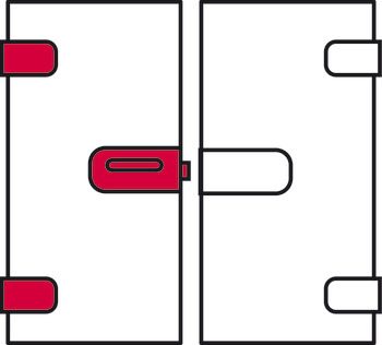 Glastür-Garnitur, GHR 403, Startec, mit 3-teiligen Bändern und Türdrücker-Paar