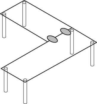 Tischplattenverbinder, Tischplatten fest verbunden