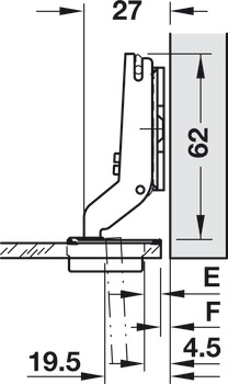 Topfscharnier, Häfele Metalla 510 A/SM 94°, Innenanschlag, für Glastüren