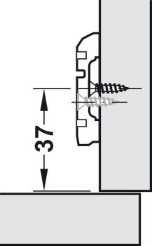 Kreuzmontageplatte, Häfele Metallamat A, Höheneinstellung über Langloch
