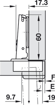 Topfscharnier, Häfele Duomatic 94°, für Holztüren bis 40 mm, Eckanschlag