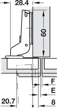 Topfscharnier, Häfele Metalla 510 94°, für Holztüren bis 40 mm, Mittel-/Zwillingsanschlag