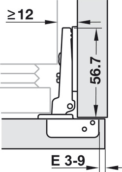Topfscharnier, Häfele Metalla 510 94°, Eckanschlag, für Kühlschranktüren