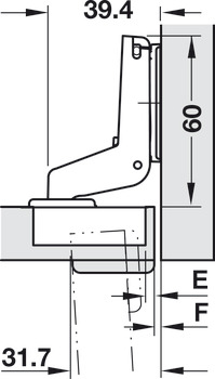 Topfscharnier, Häfele Metalla 510 94°, für Holztüren bis 40 mm, Innenanschlag