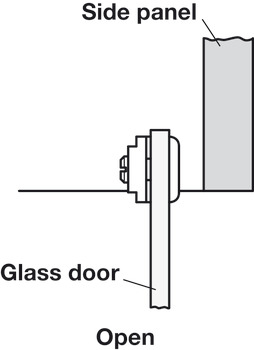 Glastürscharnier, für Türmontage ohne Glasbohrung, Länge 20 mm