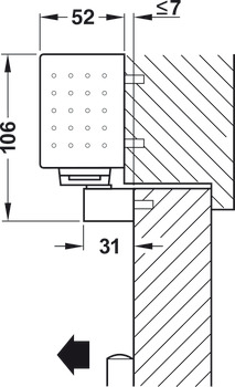 Obentürschließer, Dormakaba TS 99 FL im Contur Design, mit Gleitschiene und Freilauffunktion, EN 2–5