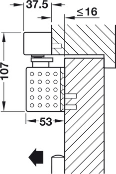 Obentürschließer, Dormakaba TS 93B GSR-EMR 1, im Contur Design, mit Gleitschienen, elektromechanischer Feststellung und integrierter Rauchmeldezentrale, für 2-flügelige Türen, EN 2–5