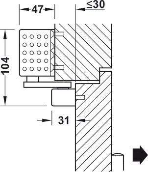 Obentürschließer, Dormakaba TS 92 B Basic im Contur Design, mit Gleitschiene, EN 1–4