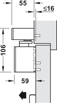 Obentürschließer, Dormakaba TS 98 XEA GSR-EMR1, mit Gleitschienen, elektromechanischer Feststellung und integrierter Rauchmeldezentrale, für 2-flügelige Türen, EN 1–6