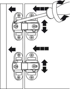 Falttürscharnier, Fuge 0–10 mm, Öffnungswinkel 180°, mit Schließautomatik