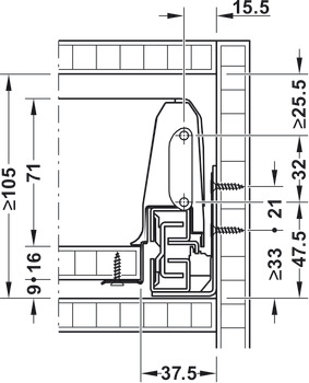 Schubkasten-Garnitur, Häfele Matrix Box S, Zargenhöhe 84 mm