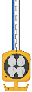 Hängeverteiler Strom/Druckluft, mit 4 Schutzkontakt Schuko-Steckdosen, F und 2 Einhand-Druckluft-Kupplungen