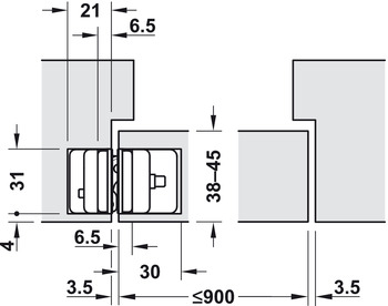 Cerniera per porta,Startec H12, con montaggio invisibile, per porte interne a battuta semplice fino a 60/80 kg