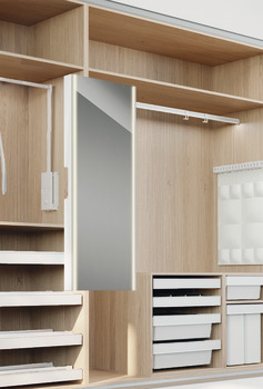 Specchio dell'armadio, Häfele Dresscode, illuminato, estraibile, orientabile di 90°