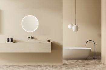 specchio per bagno Häfele, rotondo, con illuminazione