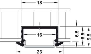 Profilo di montaggio Häfele Loox, profondità 6,5 mm, alluminio