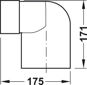 Elemento di connessione ad angolo, Sistema di tubi per aspirazione 125 soft, 90°, supporti