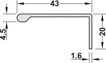 listelli profili maniglia, in alluminio, forma a L