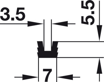 Binario di scorrimento semplice, inferiore, da pressare ed incollare in una scanalatura