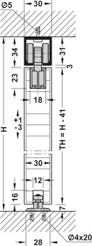 Guarniture per porte scorrevoli, Hawa Porta 60/100 HM/HMD, guarnitura senza binario di scorrimento
