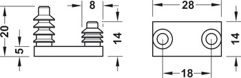 Sistemi di scivolamento, elementi base, rettangolari, per inserti scivolo
