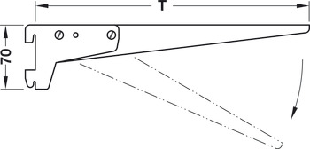 Mensola, con bordo d’avvitamento angolare, con bracci di supporto regolabili