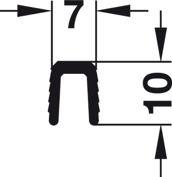 binario guida semplice, inferiore, con zigrinatura laterale