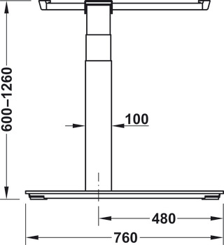 Telaio per tavolo, Set completo Häfele Officys TE651, soluzione ad angolo di 90°
