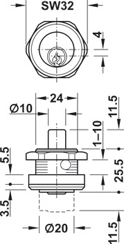 Cilindro a pressione, con nucleo cilindro, Impianto di chiusura HS/GHS su specifiche cliente