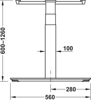 Telaio per tavolo, Set completo Häfele Officys TE651, soluzione ad angolo di 90°