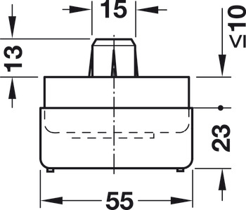 Elemento base per scivoli per mobili, da inserire a pressione o avvitare, con regolazione in altezza 23-33 mm