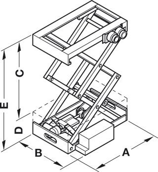 sistema di sollevamento, meccanismo a doppie leve incrociate, portata 80-120 kg