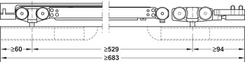 Guarniture per porte scorrevoli, Häfele Slido D-Line11 50I / 80I / 120I, guarnitura senza binario di scorrimento per 1 anta